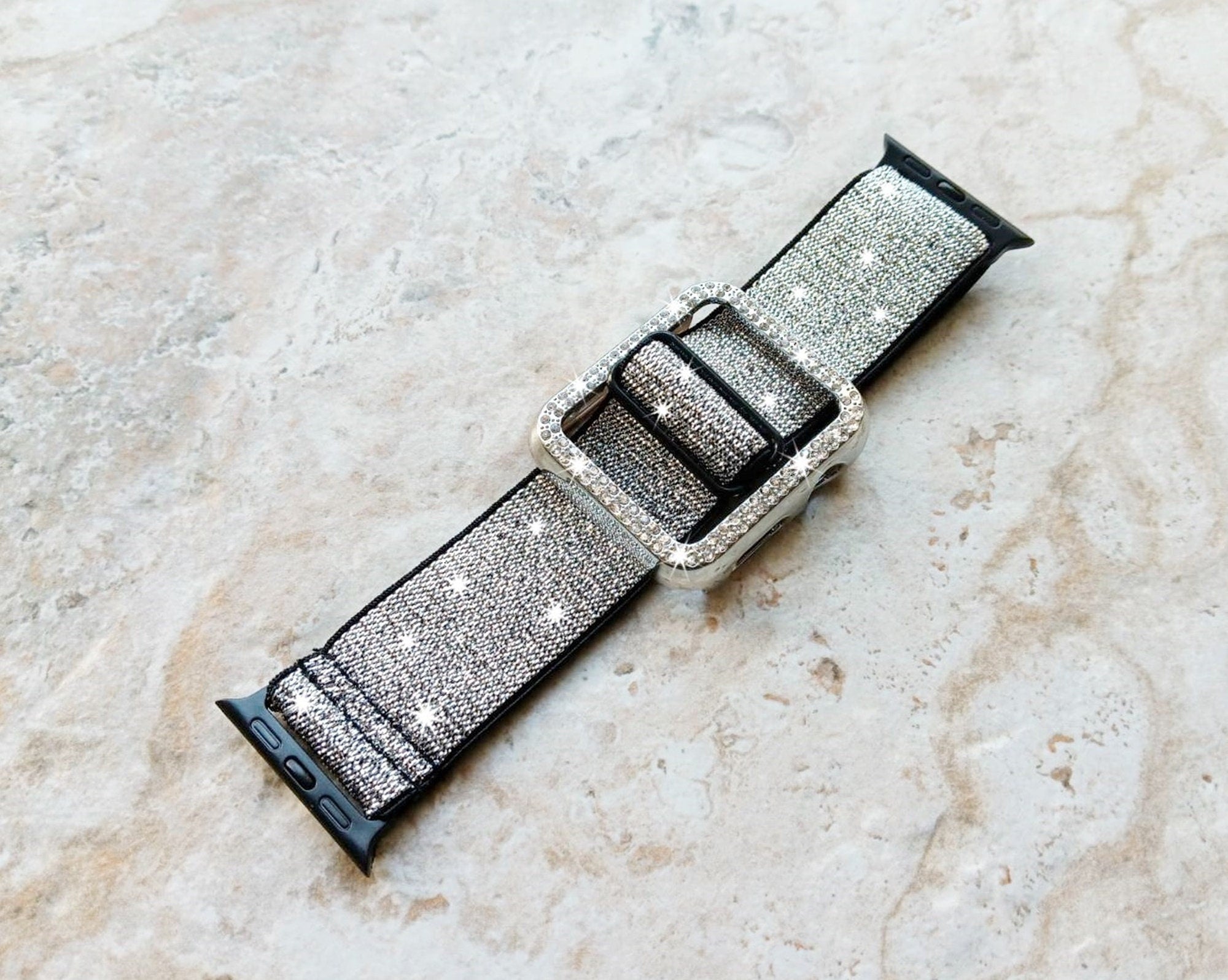 Apple Watch Sparkling Band Set Crystal Bezel Case Cover for Ultra 2 9 8 7 SE 6 5 4 3 2 1 49mm 45mm 44mm 42mm 41 40 38mm Elastic Adjust Strap